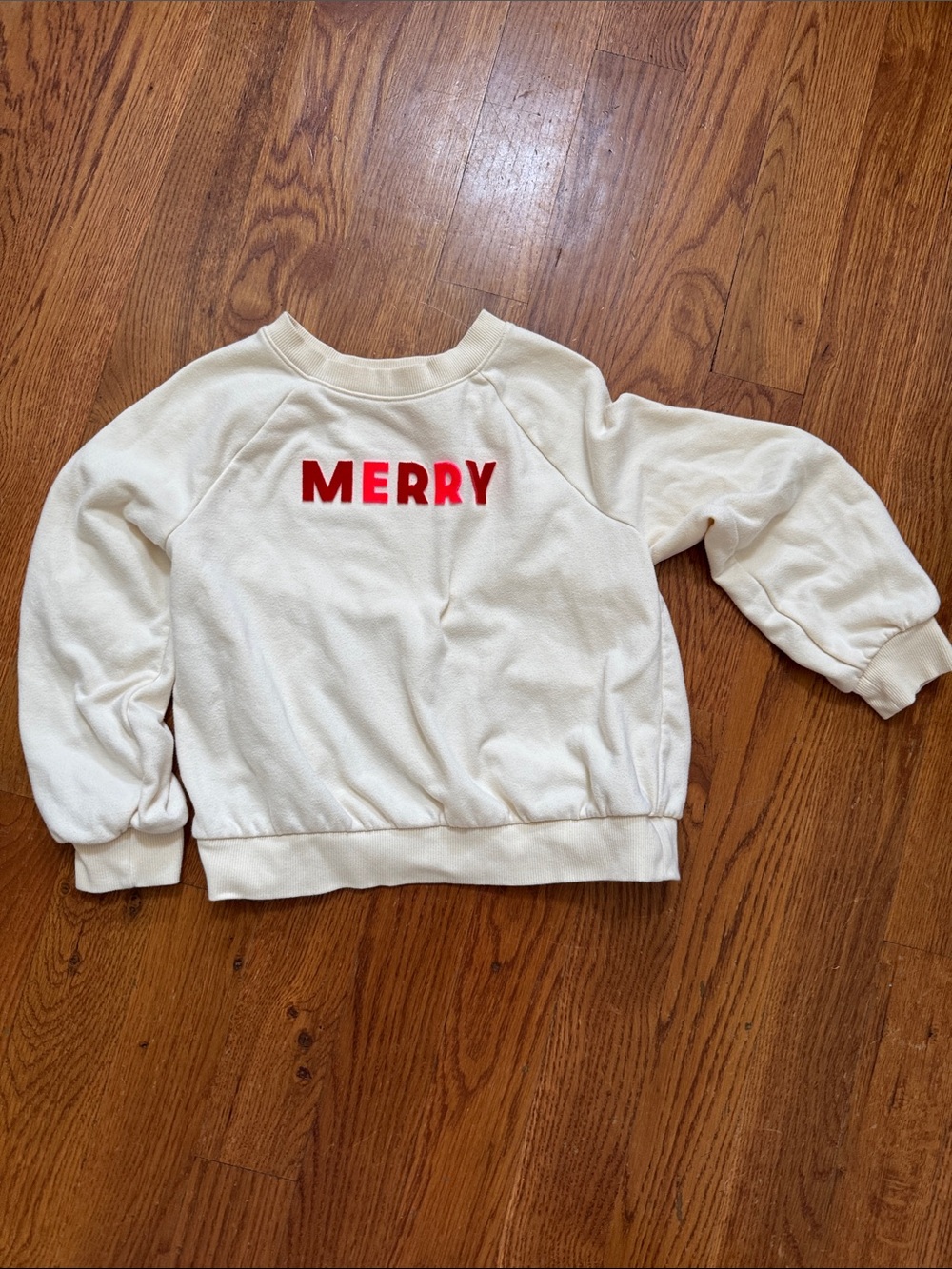 Cream 'Merry' Crewneck Sweatshirt - girl’s